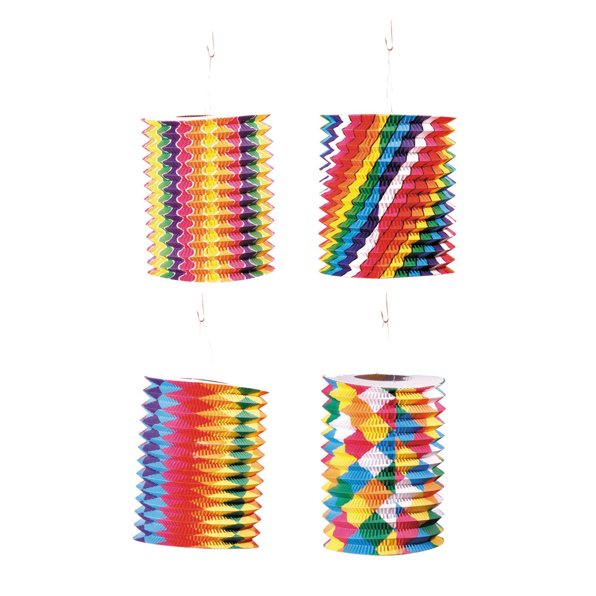 Party Pro - Wholesale Feestbord/banner - 13 cm cilindrische papieren lantaarn met bariole patroon0