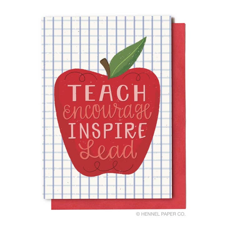 Hennel Paper Co. - Wholesale Teacher/Back-to-School Card - Teacher Appreciation Apple Back-to-School Card