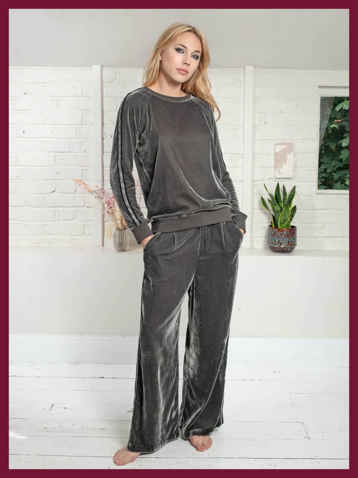 Phoenix Velvet Trouser-Mink for wholesale by NOOKI DESIGN LTD