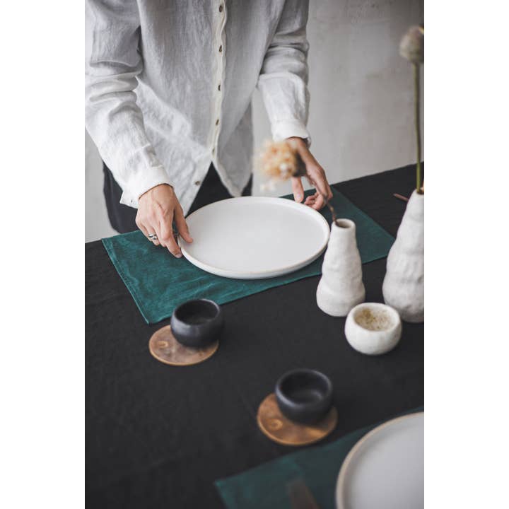 Epic Linen - Wholesale Tablecloth - Black Soft Washed Linen Tablecloth 8 Sizes, Linen Decor2