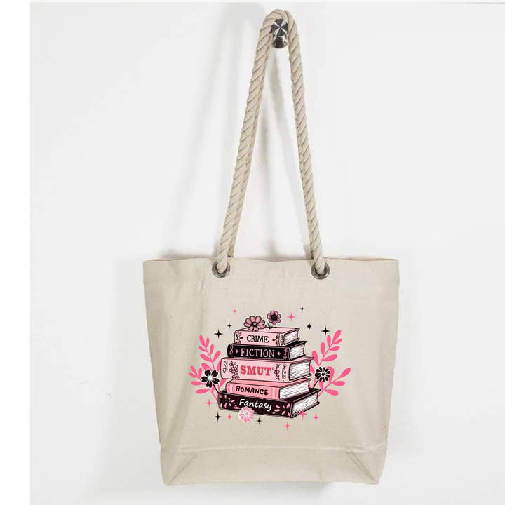 Pink Book Stack SMUT- Tote Bag for wholesale by A Little Something Gift Shop