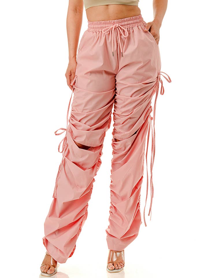 Namatt Design - Wholesale Pants - Women's - Plus Knee Slits Drawstring Side Pants