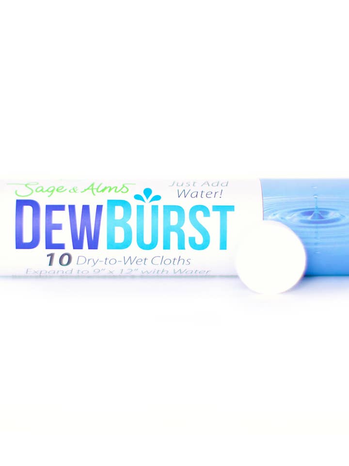 1 Tube | 10 Cloths | DewBurst Dry To Wet Cleansing Cloths for wholesale by DewBurst