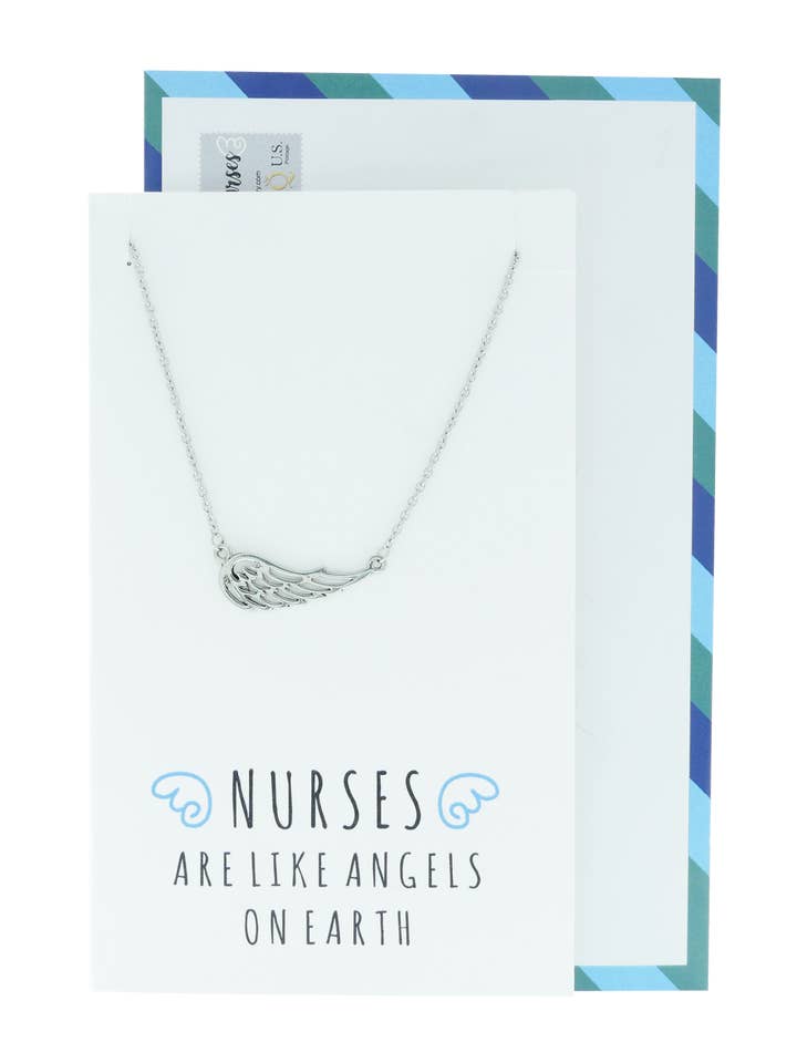 Riona Collier aile d'ange, cadeau pour infirmières, bijoux soeur pour la vente par Quan Jewelry