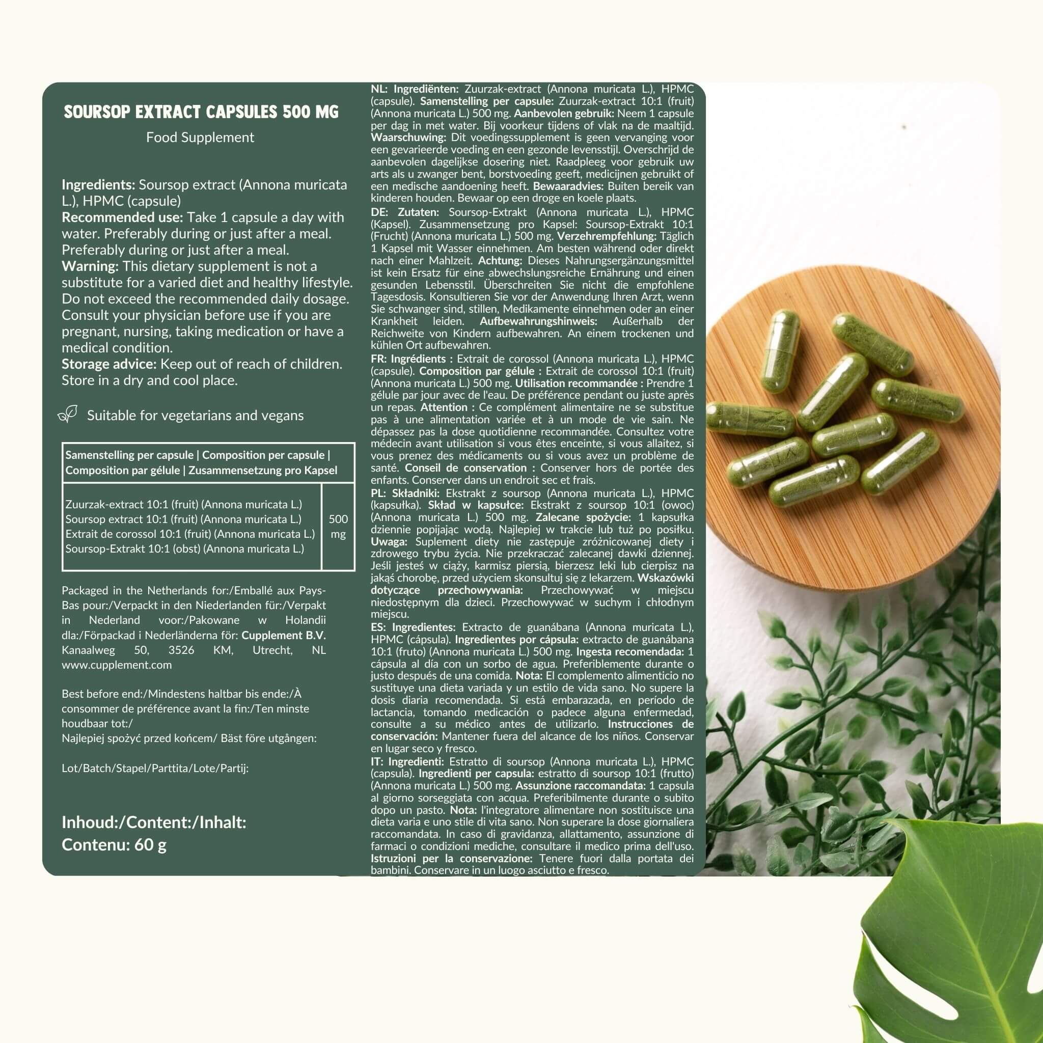 Cupplement b.v. - Wholesale Oral Supplement/Vitamin - Soursop Extract Capsules 500mg  60 Capsules6