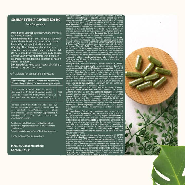 Cupplement b.v. - Wholesale Oral Supplement/Vitamin - Soursop Extract Capsules 500mg 60 Capsules6
