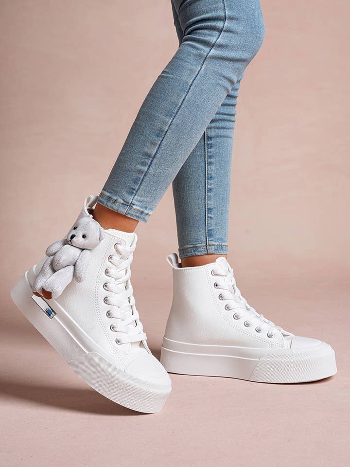 LADY GLORY - Wholesale Lifestyle trainers – Women′s - High-top sneakers with decorative teddy bear9