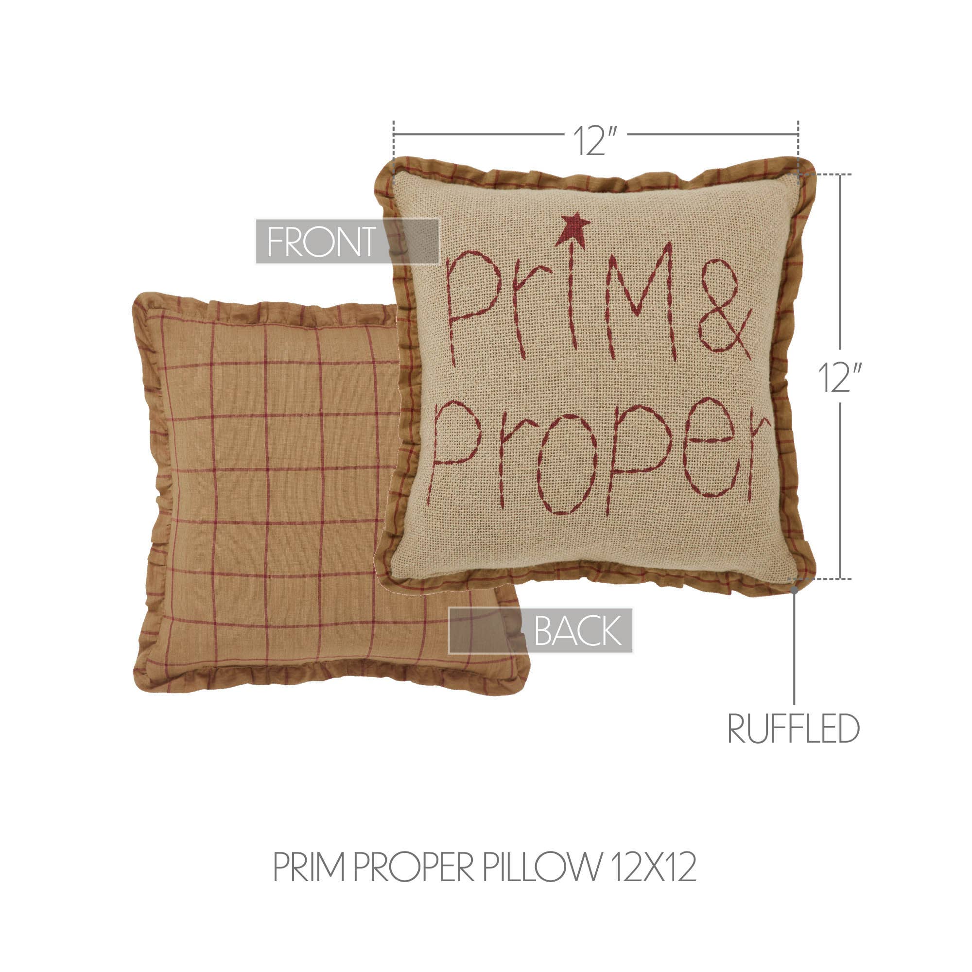 VHC Brands - Wholesale Throw/Decorative Pillow - Connell Prim & Proper Pillow 12x123