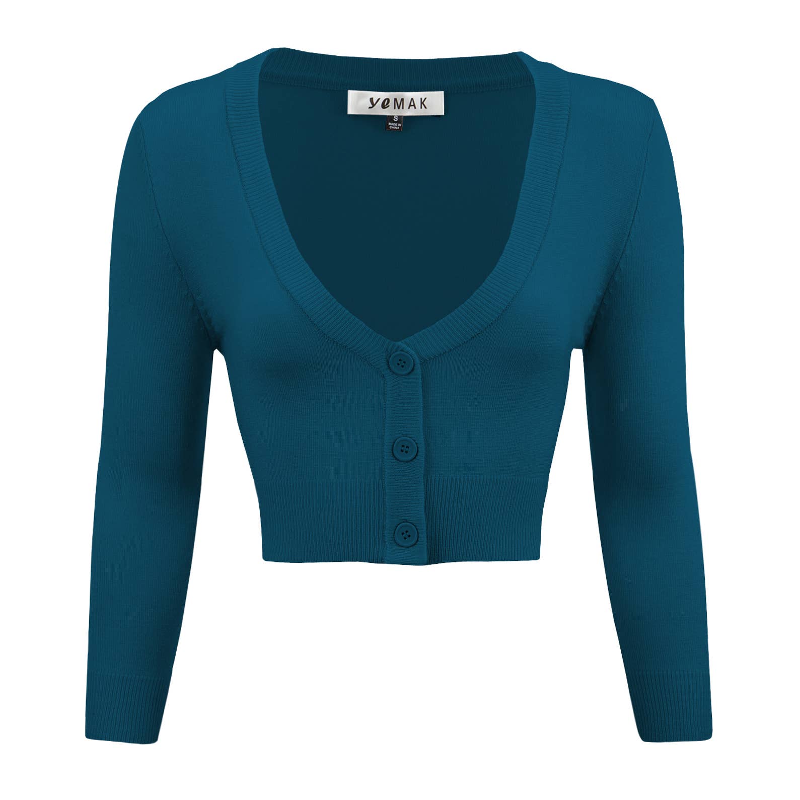 Mak - Wholesale Cardigan - Women's - Cropped Bolero 3/4 Sleeve V-Neck PLUS size Cardigan CO129PL102
