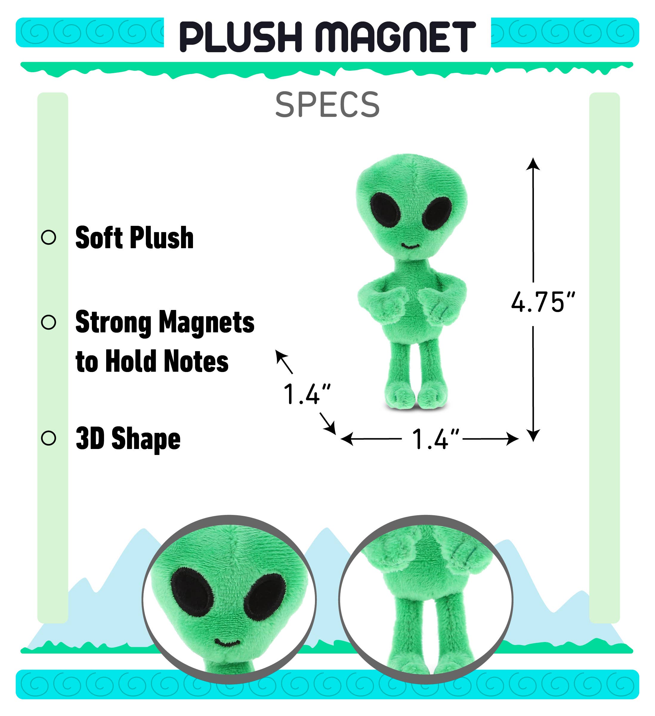 Cota Global - Wholesale Stuffed/Plush Toy - Kids & Baby - Plush Magnet - Alien1