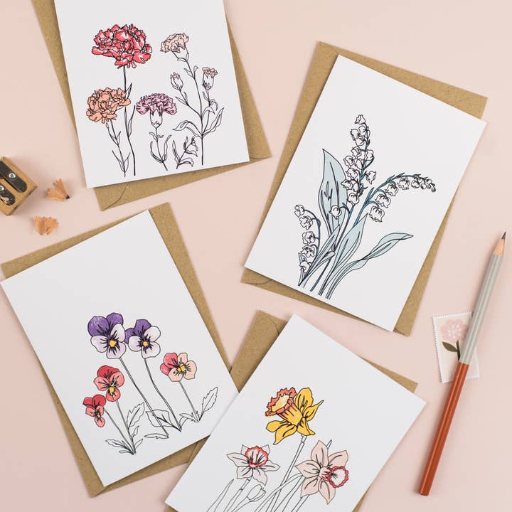 Cartes d'anniversaire Fleur de naissance pour la vente par DaphneRosa