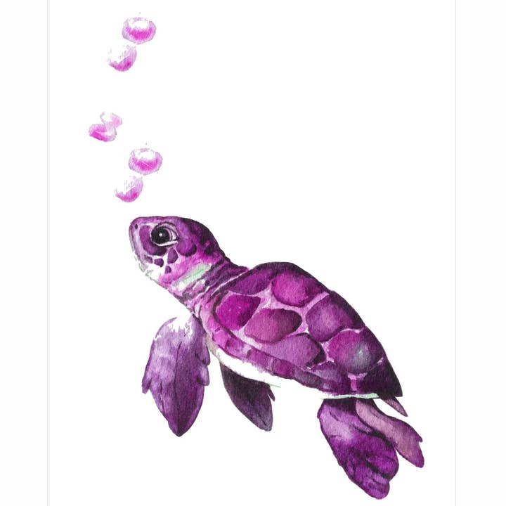 Manches longues personnalisées pour adultes avec capuche Baby Turtle Violet pour la vente par Paradise Tees LLC
