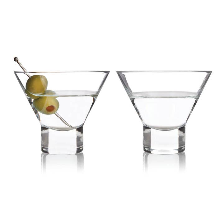 Raye™ Heavy-Base Stemless Crystal Martini Glasses - Set Of 2 for wholesale by True Brands
