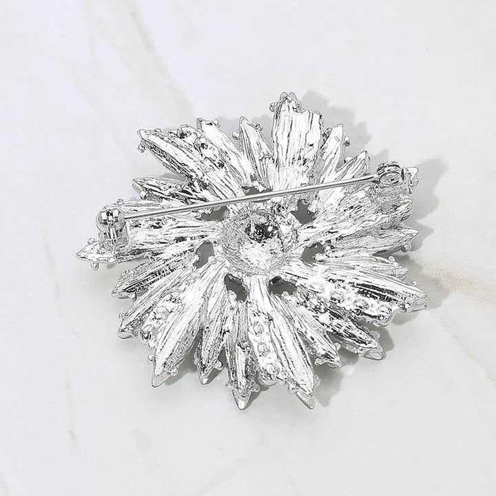 Sensibling Corp. - Wholesale Brooch - Oblique Crystal Oval Flower Pin Brooch3