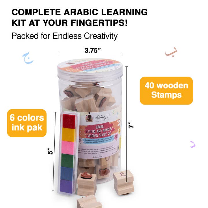 Dstampss™ – Engroshandel Gummistempel/pyntestempel – Arabiske Bogstaver Og Tal - Træfrimærker I En Krukke