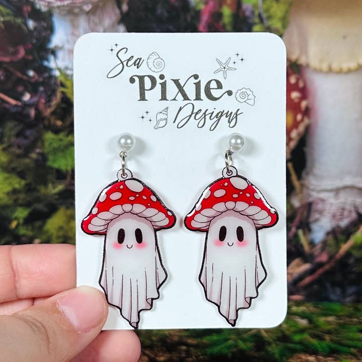Pilz-Geisterwald baumelnde Ohrringe Botanisch für den Großhandel von Sea Pixie Designs