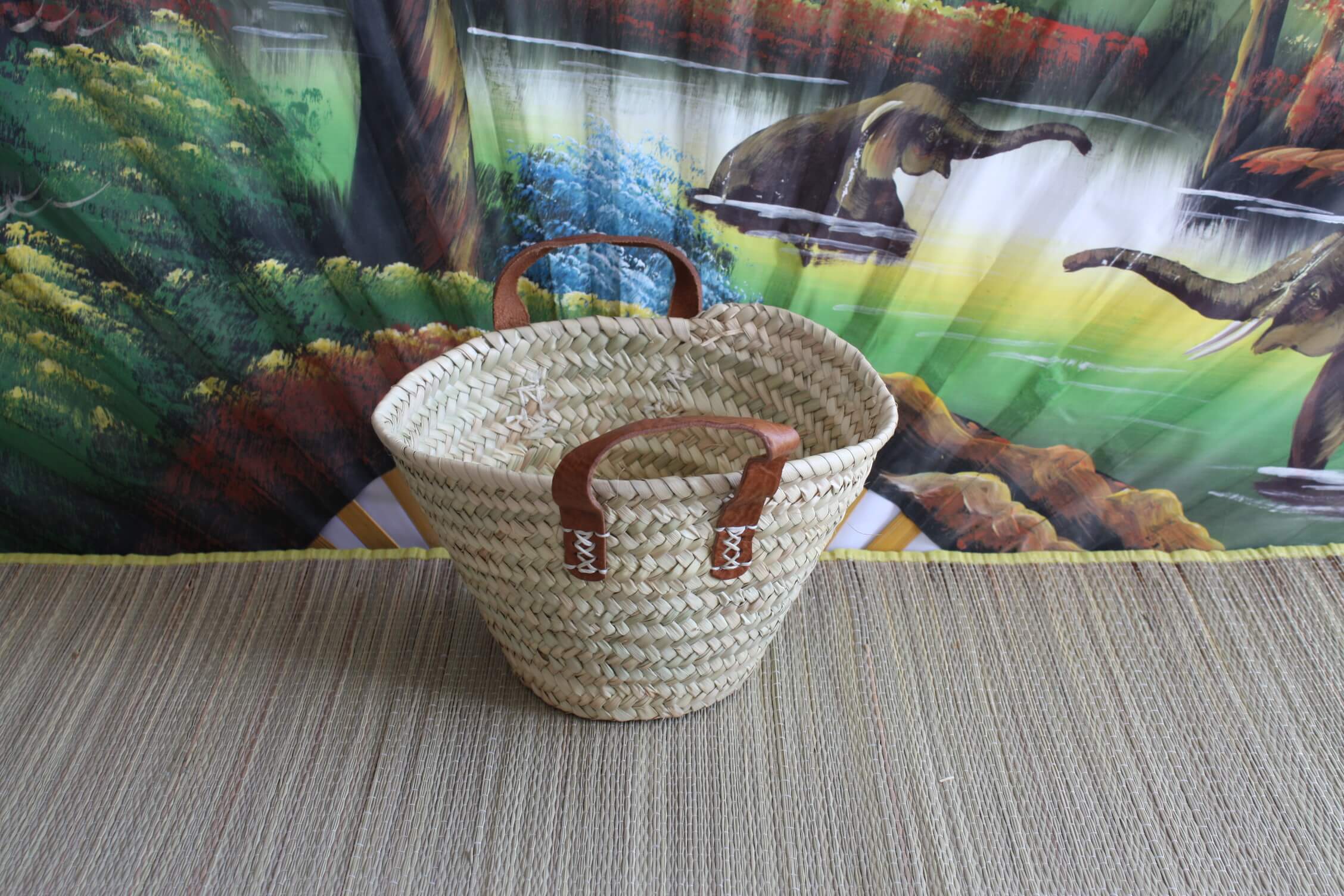 Boutique Huléti - Wholesale Grocery/shopping bag - Moroccan shopping baskets - MEDIUM + LARGE + XXL - Straw basket bag Tote bags markets shopping beach natural palm tree0