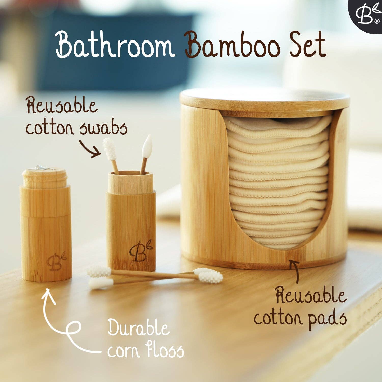 Bamboozy x Cosmeau - Wholesale Cotton Pad - 16x White Reusable Cotton Pads 4-Layers + Bamboo Holder10