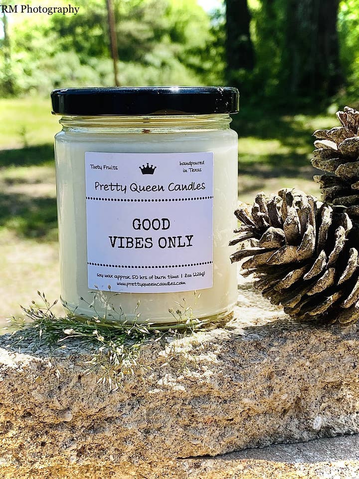 Good Vibes Only for wholesale by Pretty Queen Candles LLC