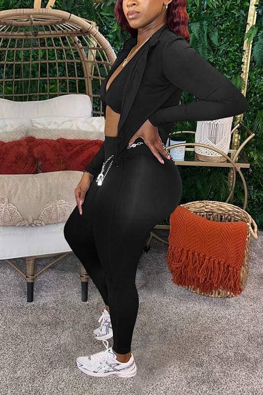 Queen Fashion - Wholesale Top & Pant Set (NOT Loungewear) - Women's - 3 Piece Women'S Outfit Set Halter Crop Top Pants Set4