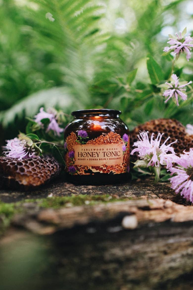 Fablewood Goods - Wholesale Jar/Filled Candle - Honey Tonic | 8oz Apothecary Soy Candle | Wild Beragmot, Honey and Tonka3