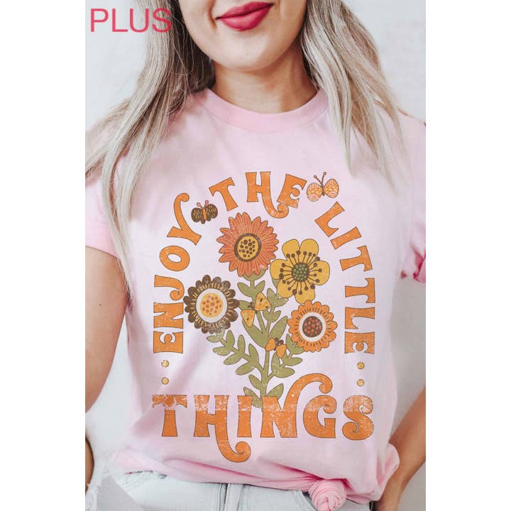 Camiseta estampada ENJOY THE LITTLE THINGS, TALLA GRANDE para venta al por mayor de A. BLUSH CO