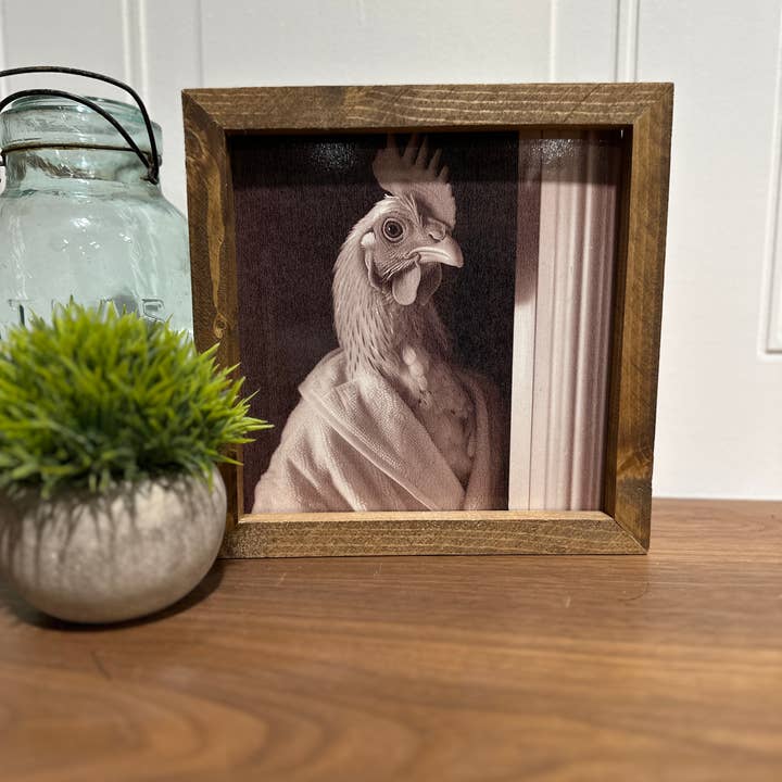 The Broken Board - Wholesale Bathroom Sign - Chicken in a bathrobe2