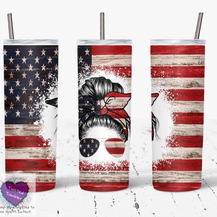Patriotic 20 oz double walled tumbler-V1M for wholesale by Twisted Tumbler, LLC