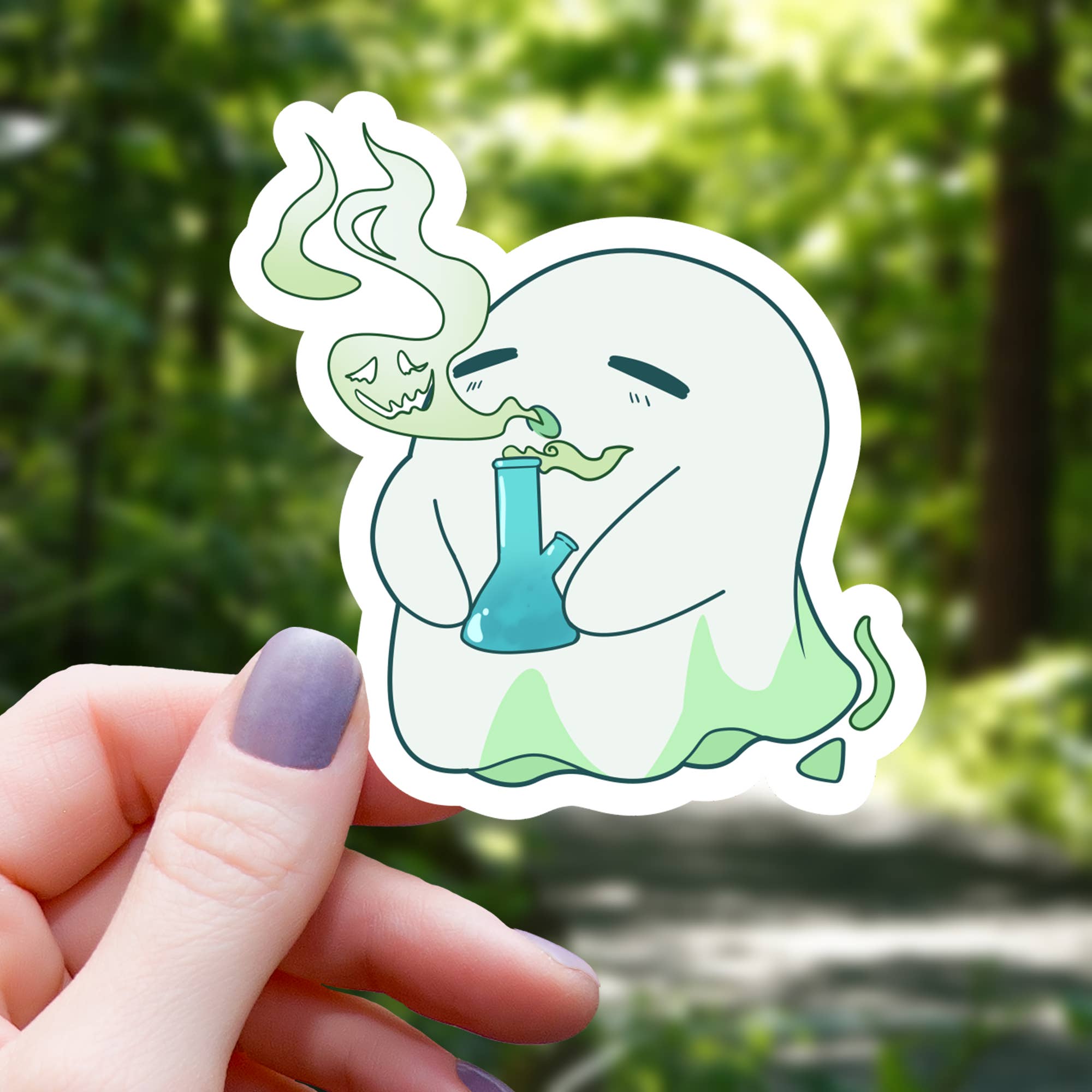 Mimic Gaming Co - Wholesale Sticker - Ghost Smoking a Bong Cannabis Sticker - 3"
