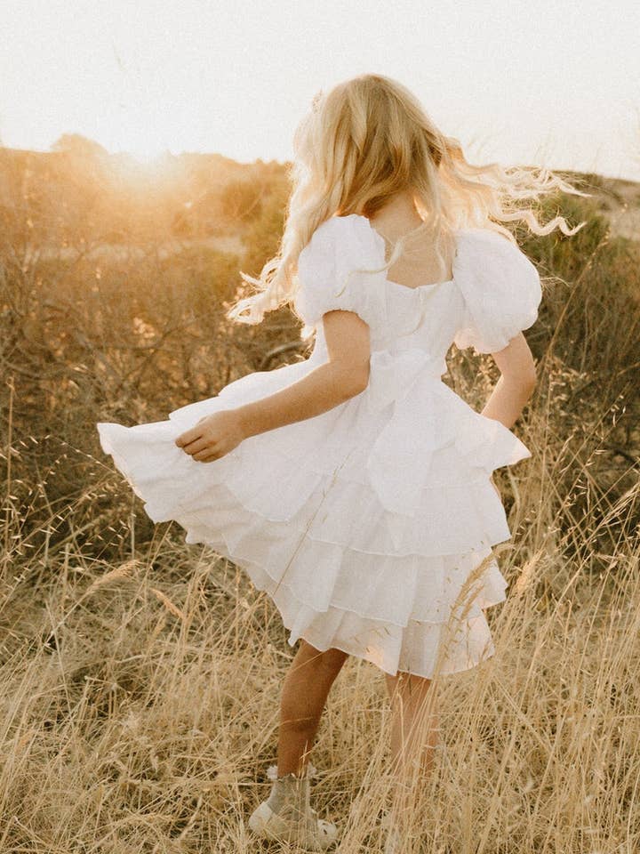 Josie Layered White Girls Dress for wholesale by A Little Lacey