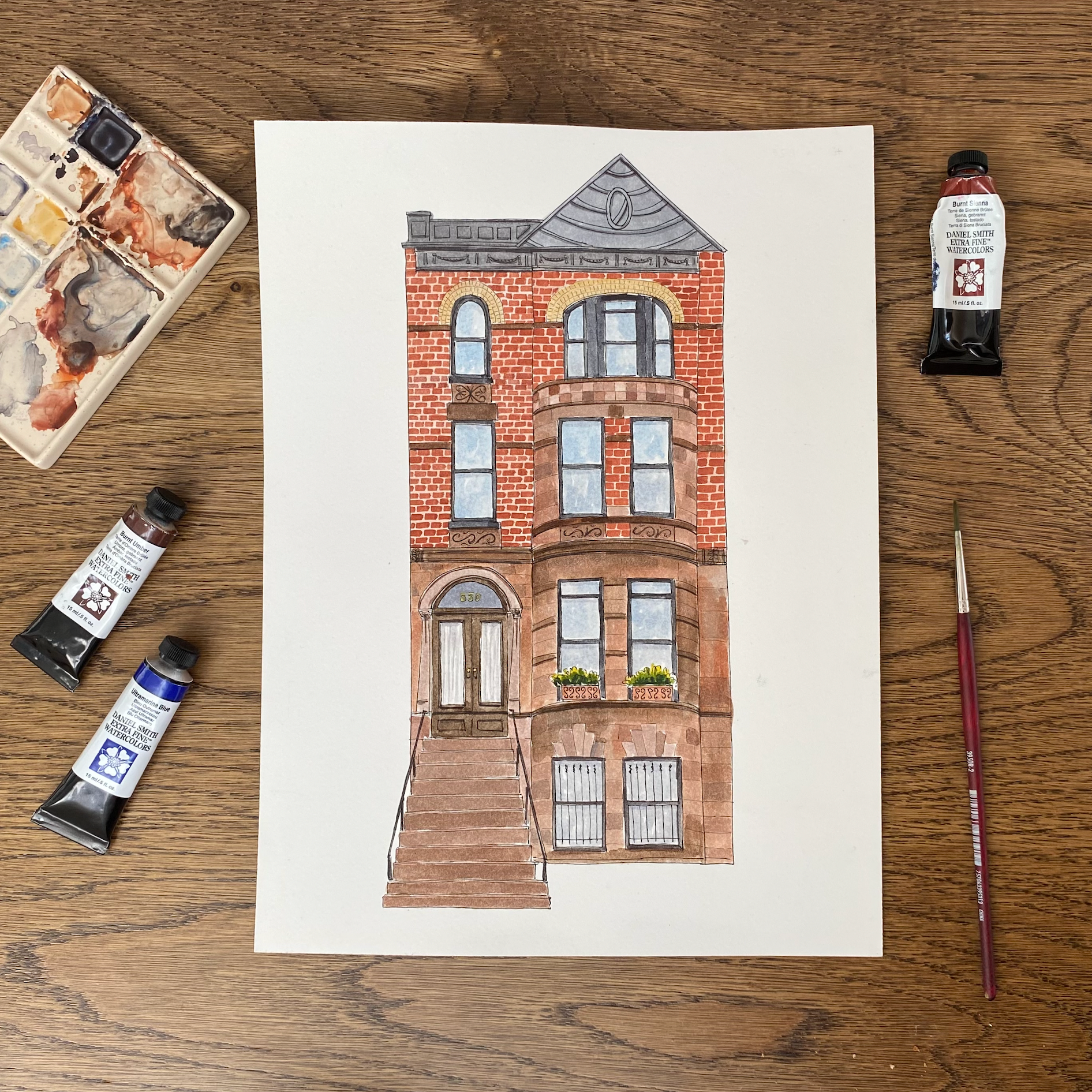 Pintalustika - Joyful Urban Illustrations - Wholesale Art Print - Brooklyn Brownstone Art Print, New York City2