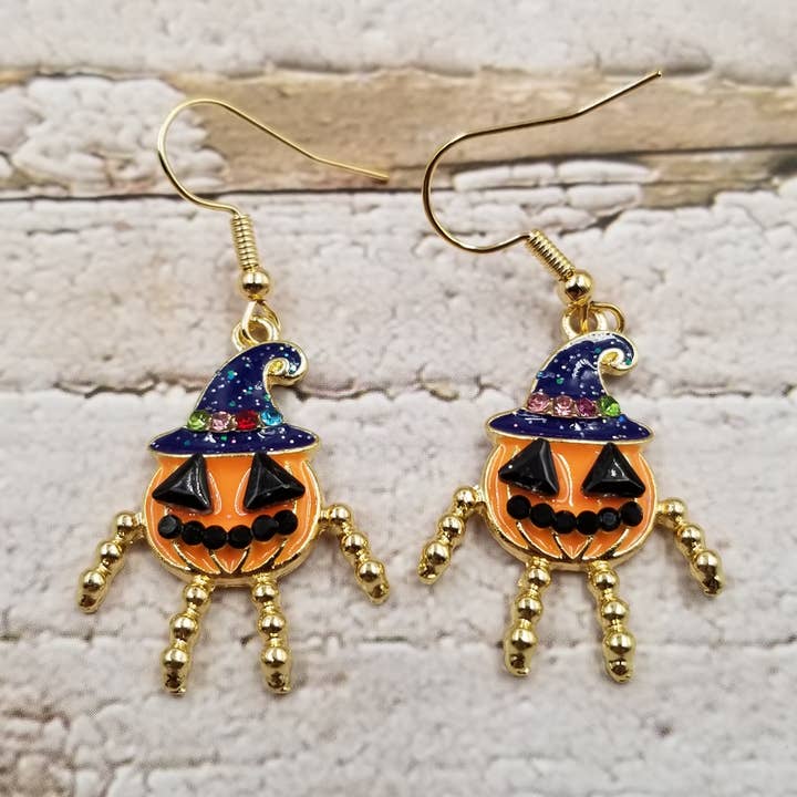Alloy Diamond Pumpkin Earrings for wholesale by Treasure Wholesale