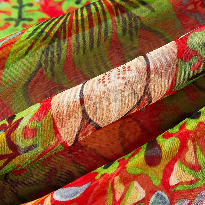 Signare Tapestry - Wholesale Scarf - Women's - William Morris Strawberry Thief Red - 100% Pure Silk Scarf