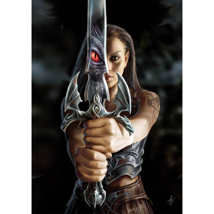 Impression d'affiche A4 Réflexion de Dragon dans un cadre A3 - Anne Stokes pour la vente par Eastgate Resource