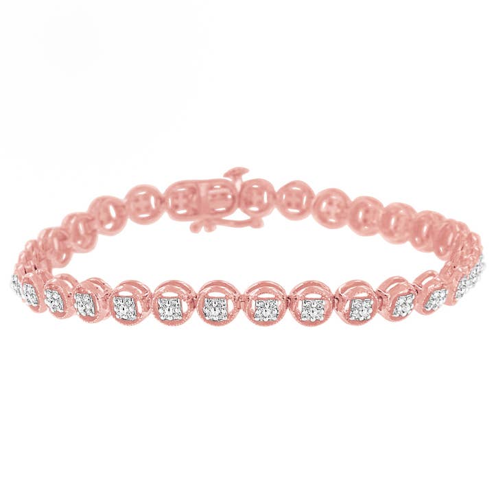 Infinite Jewels - Wholesale Tennis bracelet - 10K Gold Over Silver 1/4 Carat Diamond Link Tennis Bracelet
