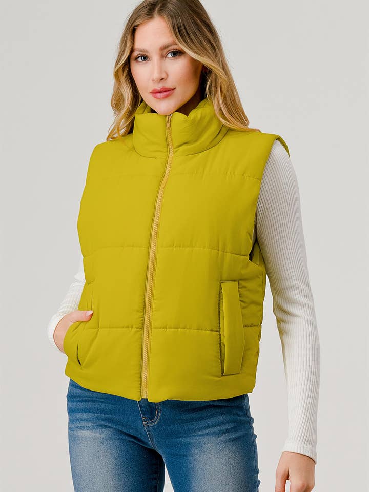Plus Solid Puffer Vest, SJ50398PL for wholesale by GeeGee x Lovelo