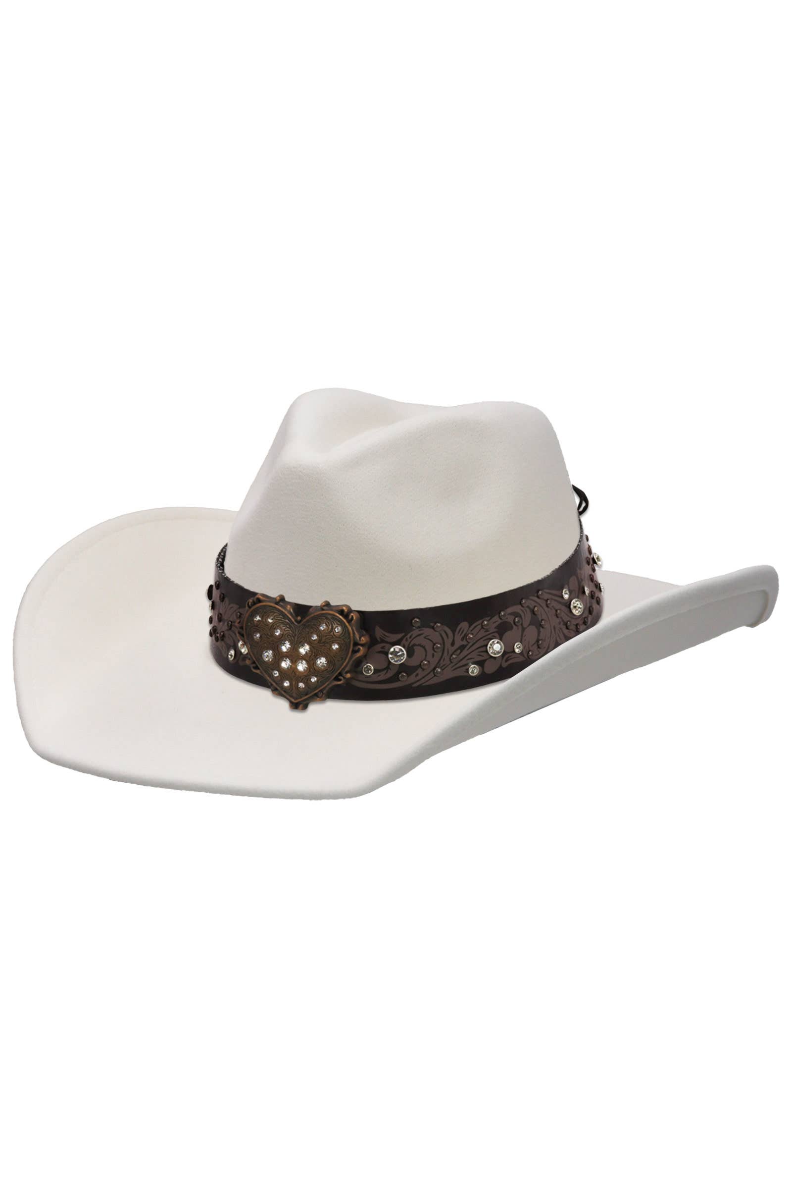 Cap Zone - Venta al por mayor Sombrero cowboy - Unisex - Sombrero vaquero de fieltro con cinturón de strass en forma de corazón15