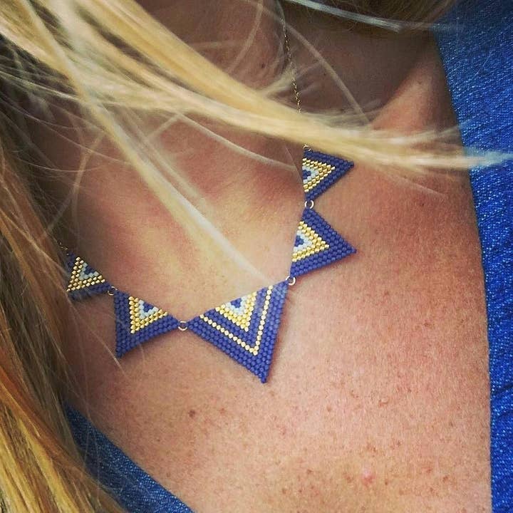 Yuka navy blue necklace for wholesale by C'cedille