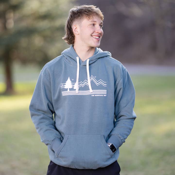 The Logo Hoodie in Marine Blue for wholesale by The Montana Way