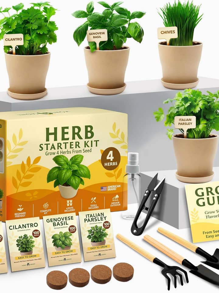 HOME GROWN Indoor Herb Starter Kit – 4 Heirloom Seeds
for wholesale by Homegrown Garden
