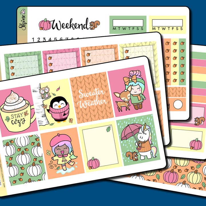 Sweater Weather Vertical Weekly Sticker Kit for wholesale by Shine Sticker Studio