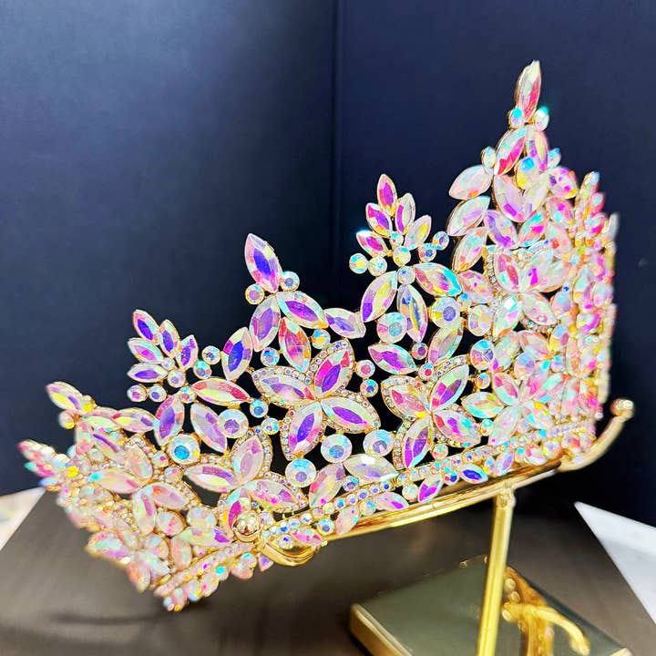 Happy Dream Gifts - Wholesale Party hat/crown - Quinceanera Crown, AB Crystal Crown, Prom Gold Headdress4