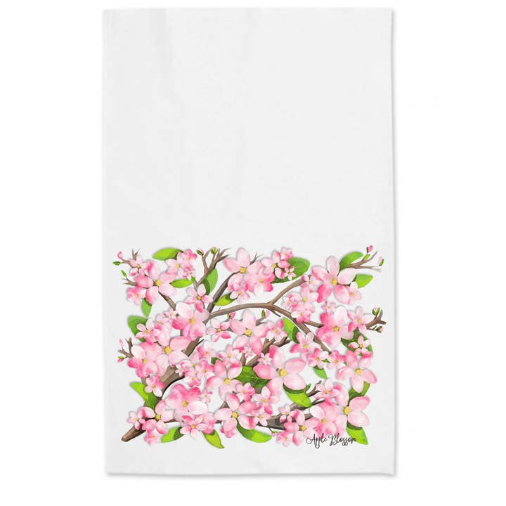 Apple Blossom Tea Towel for wholesale by Sweetgum Studio