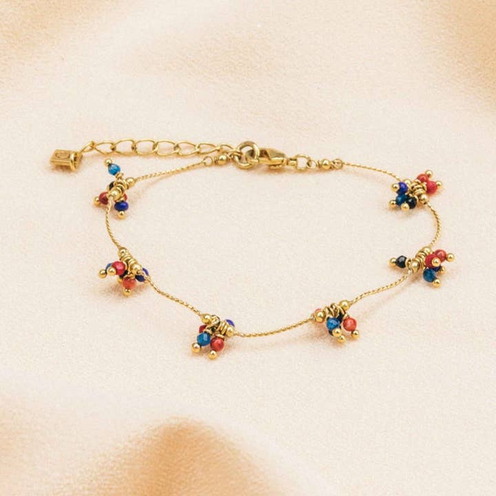 Bracelets Semilla red & blue beads bracelet for wholesale by Olivolga Bijoux