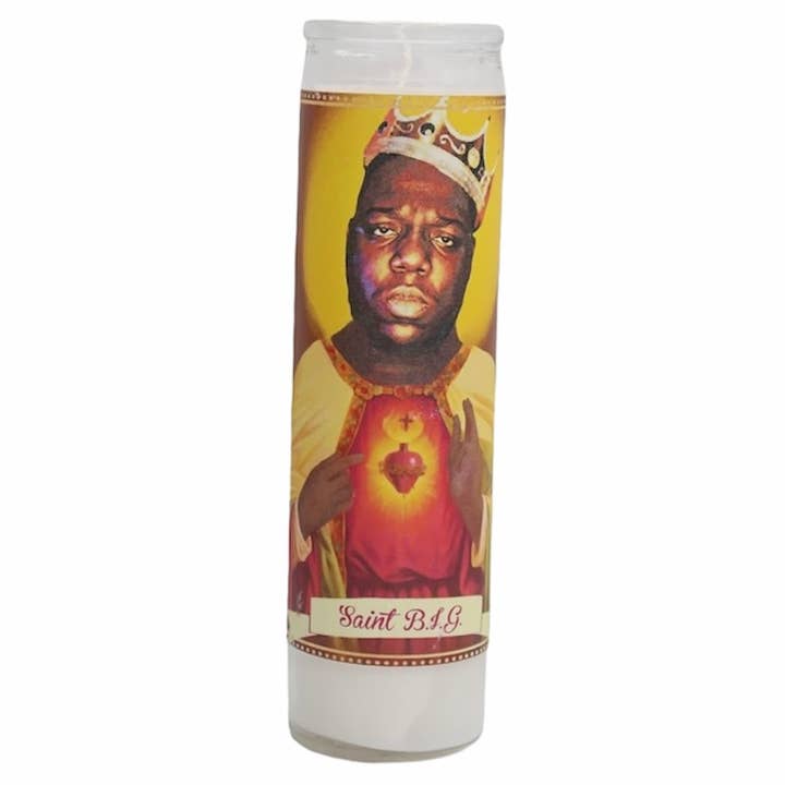 Notorious B.I.G. Devotional Prayer Saint Candle for wholesale by The Luminary and Co.
