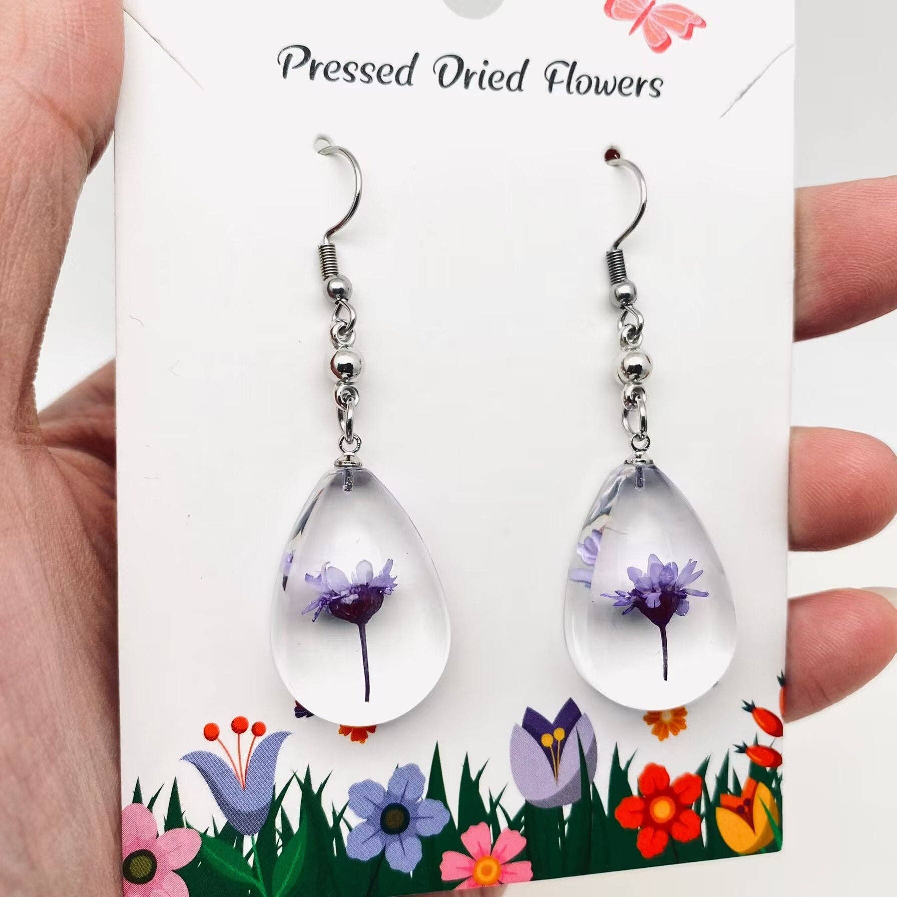 Mio Queena - Vente Boucles d'oreilles pendantes - Boucles d'oreilles pendantes transparentes en forme de goutte en chrysanthème - PDF1