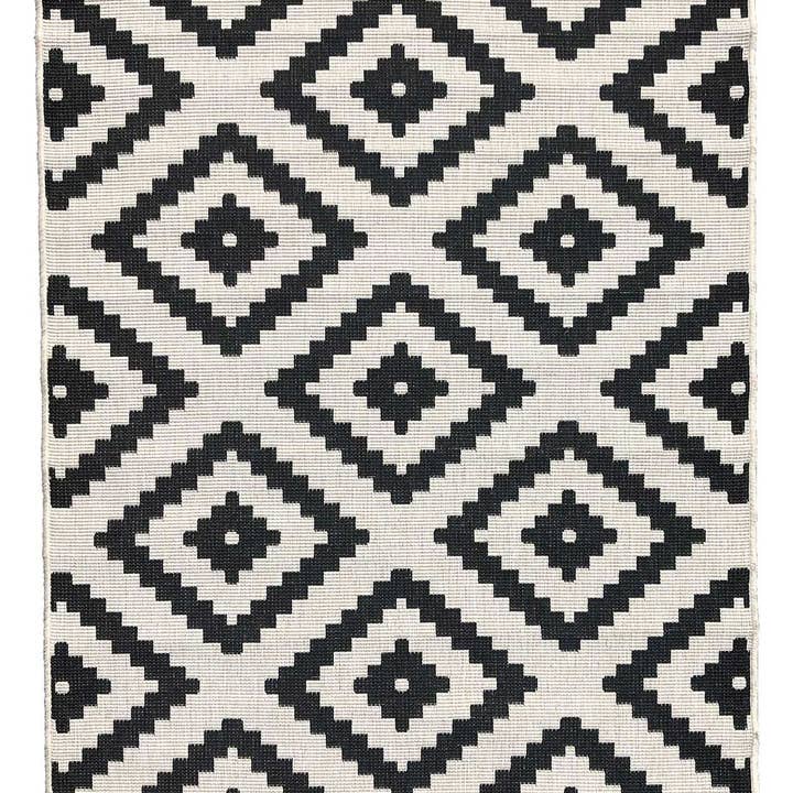 Black OUTDOOR BC ROMA REVERSIBLE Polypropylene Outdoor Rug for wholesale on Faire4