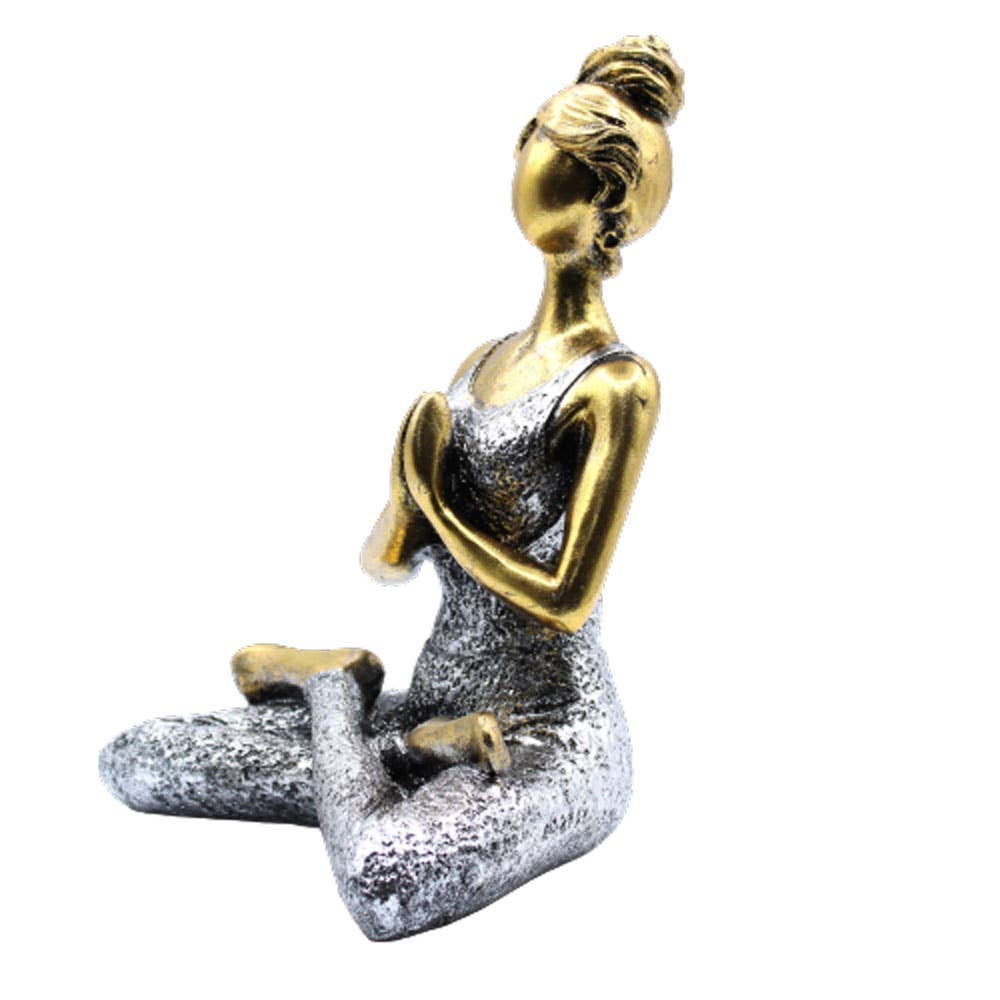 AWGifts Europe - Wholesale Decorative Figurine - Yoga Lady Figure -  Bronze & Silver 24cm2