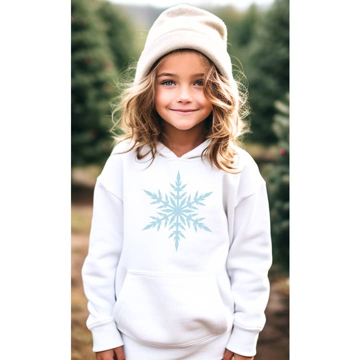 Fleece-Hoodie für Jugendliche mit Schneeflocken-Grafik und Wintermotiv für den Großhandel von Kids By Kissed Apparel