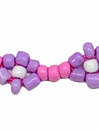 Collier coloré ajustable à fleurs roses et violettes pour la vente par Bead Me Silly
